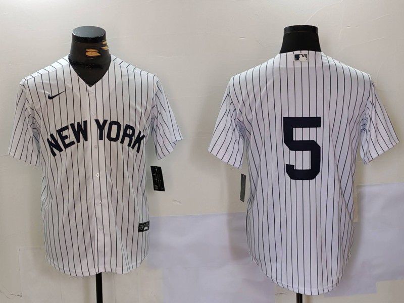 Men New York Yankees #5 No Name White stripe Game 2024 Nike MLB Jersey style 902->new york yankees->MLB Jersey